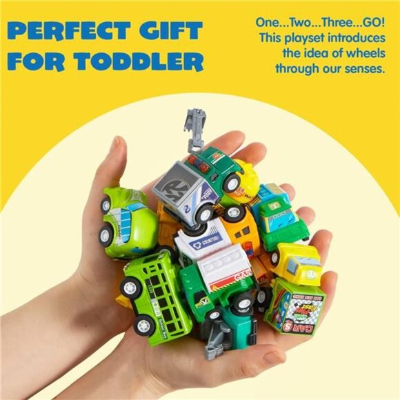 25 Pieces Pull Back Cars and Trucks Toy Vehicles Set for Toddlers - Picture 5 of 7